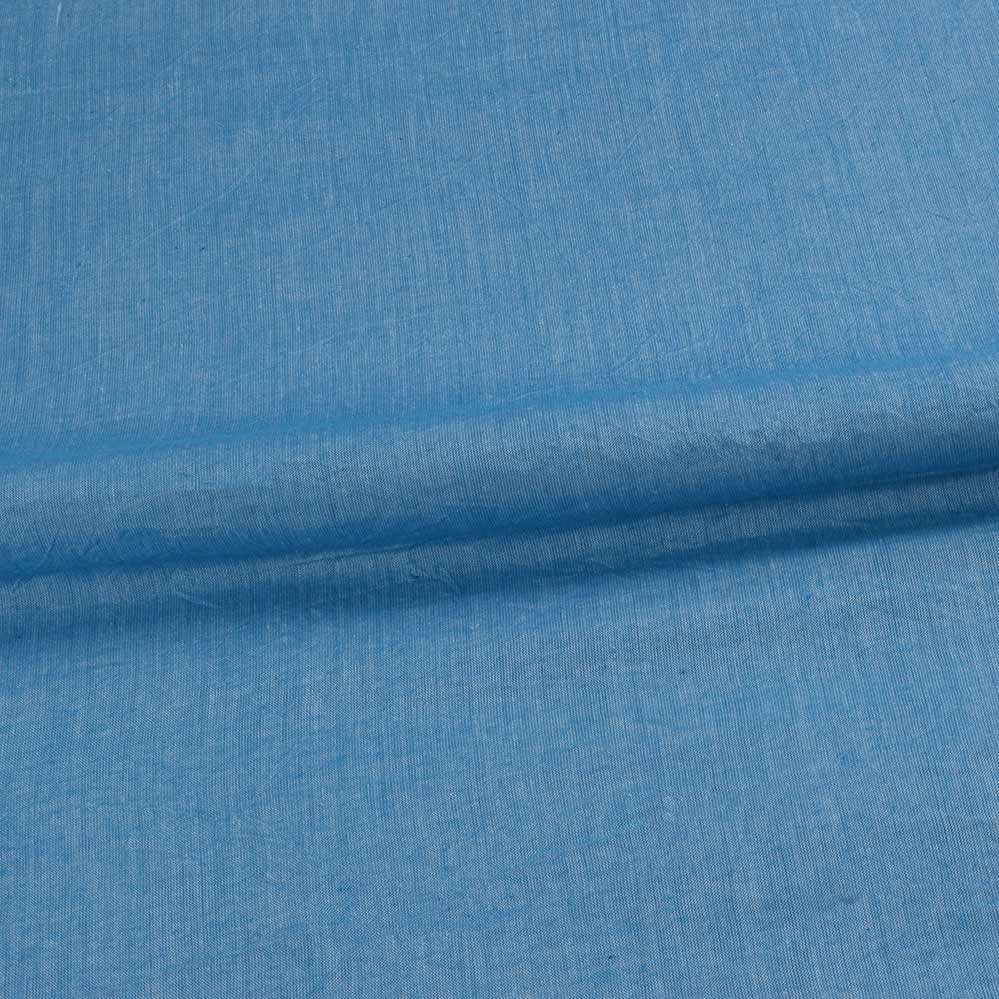PLAIN BLUE PURE COTTON 74 GSM HANDWOVEN FABRIC