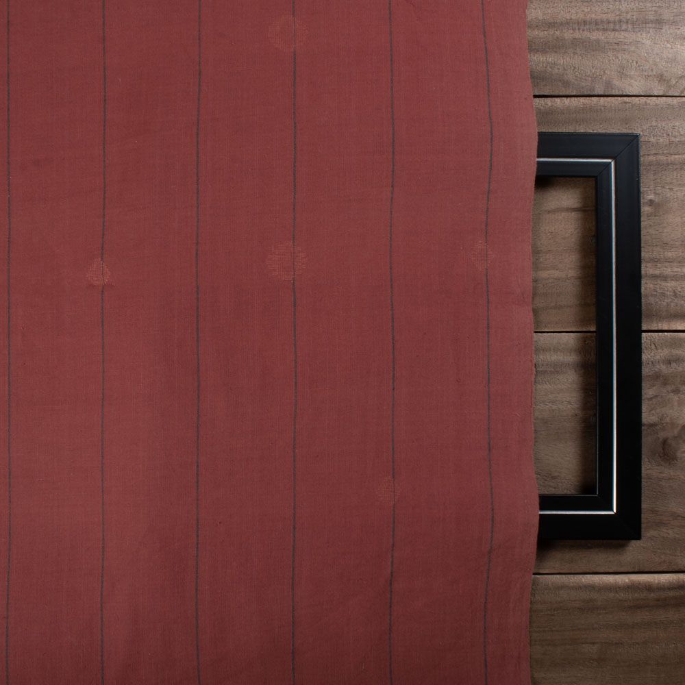 GEOMETRIC STRIPE BROWN JAMDANI PURE COTTON 97 GSM FABRIC