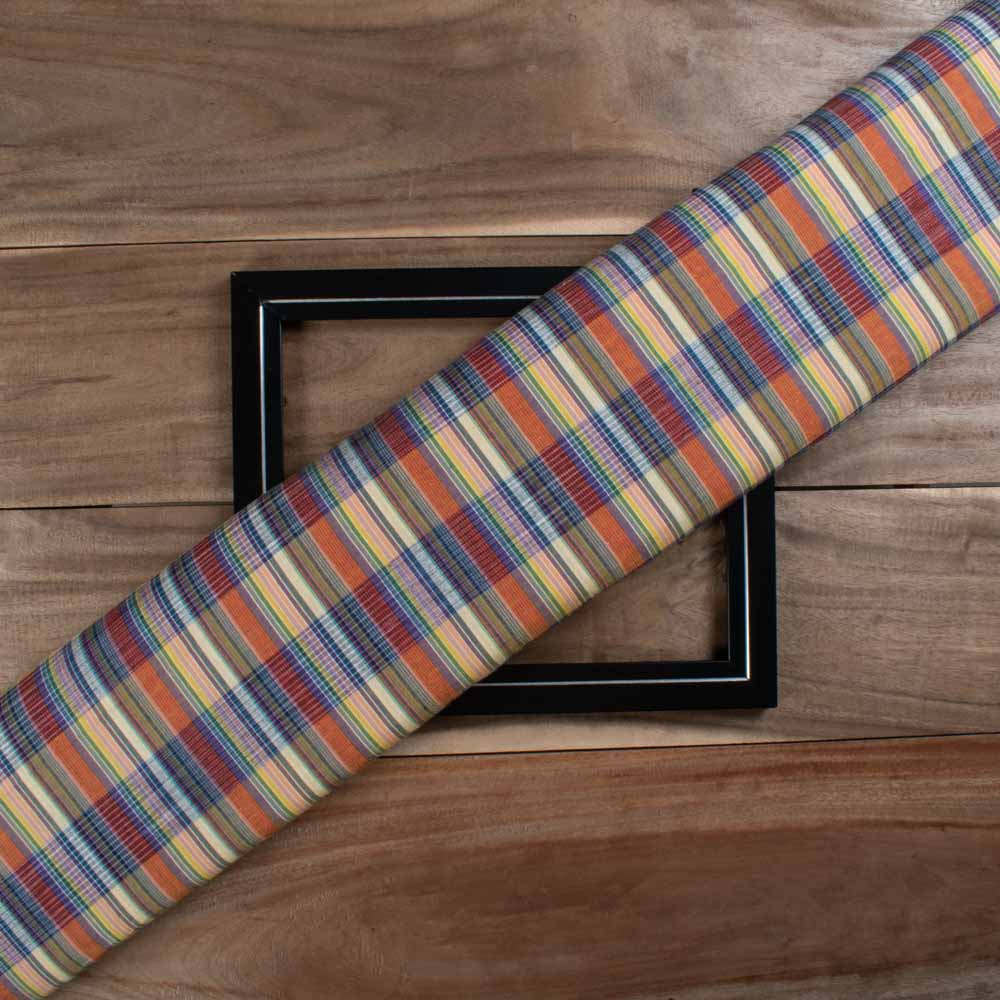 Multicolor Check Tie-Dye 80 GSM Pure Cotton Fabric