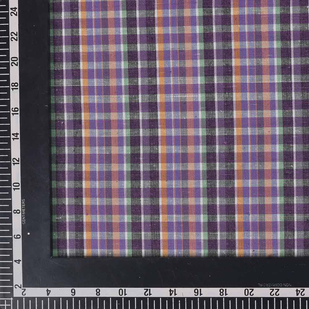 CHECK MULTICOLORED KHADI COTTON 114 GSM HANDWOVEN FABRIC 383