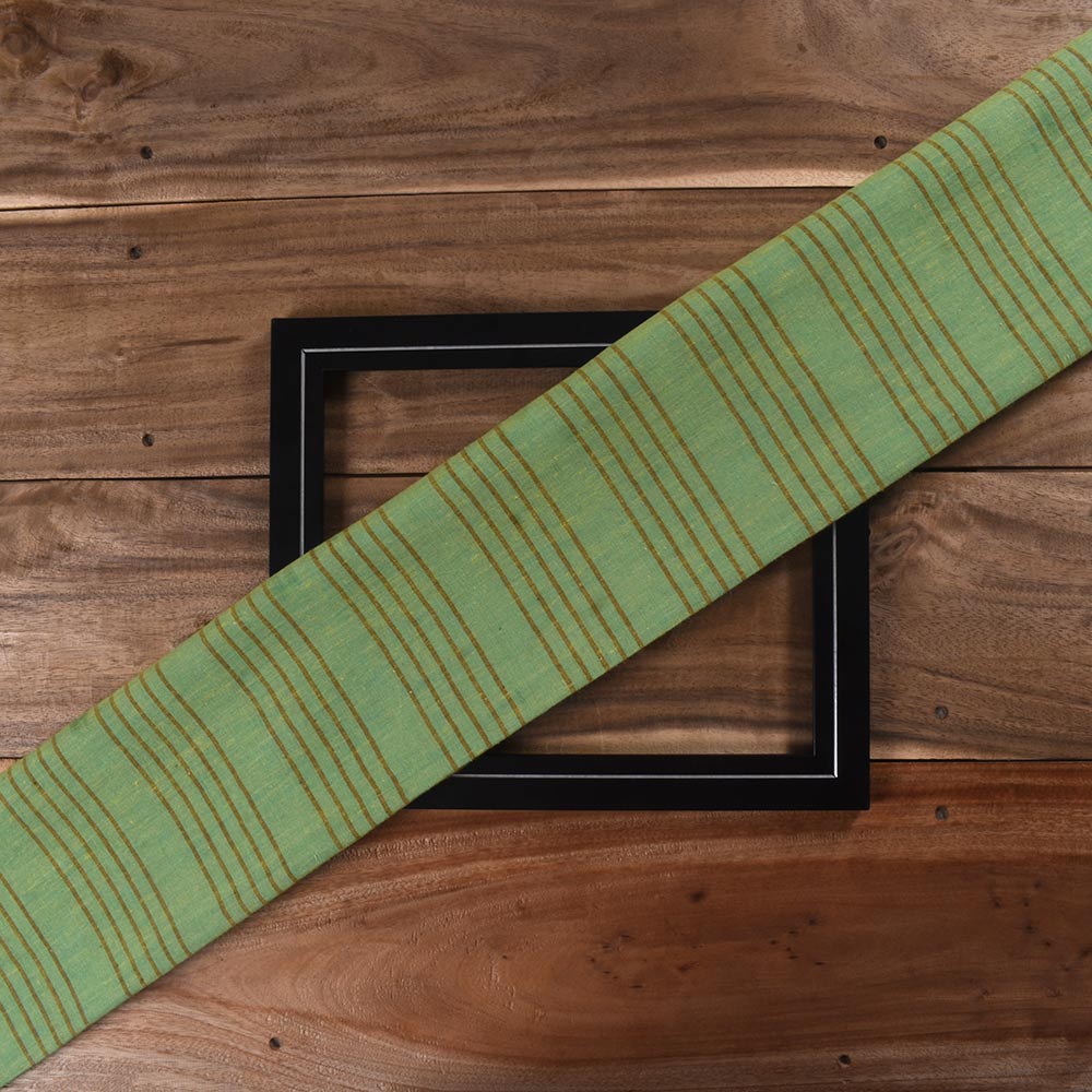 Stripe Green Pure Cotton 85 GSM Handwoven Fabric