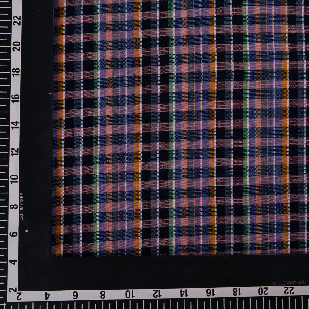 CHECK MULTICOLOUR KHADI COTTON 126 GSM HANDWOVEN FABRIC