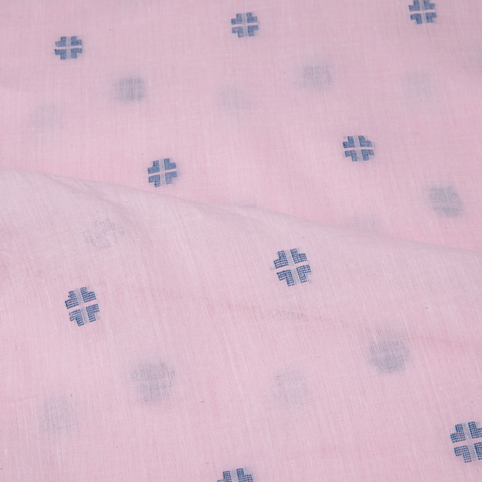 GEOMETRIC LIGHT PINK JAMDANI PURE COTTON 55 GSM FABRIC
