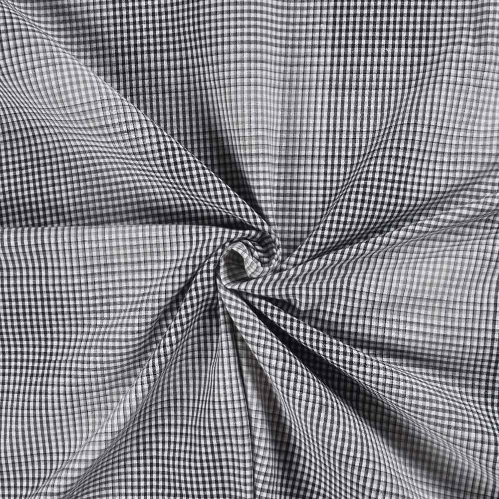 Check Black & White Pure Cotton 80 GSM Handwoven Fabric