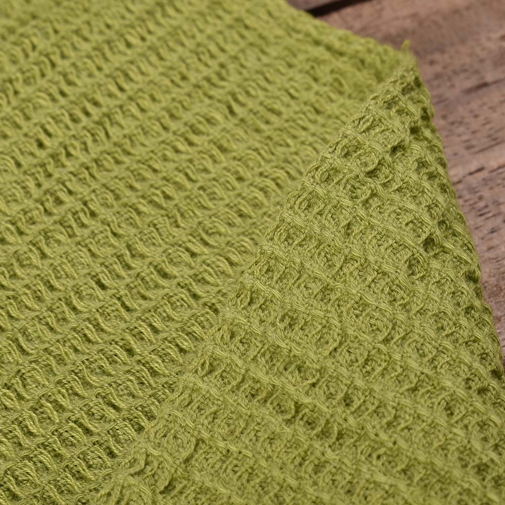 GREEN HONEYCOMB WEAVE PURE COTTON 122 GSM HANDWOVEN FABRIC
