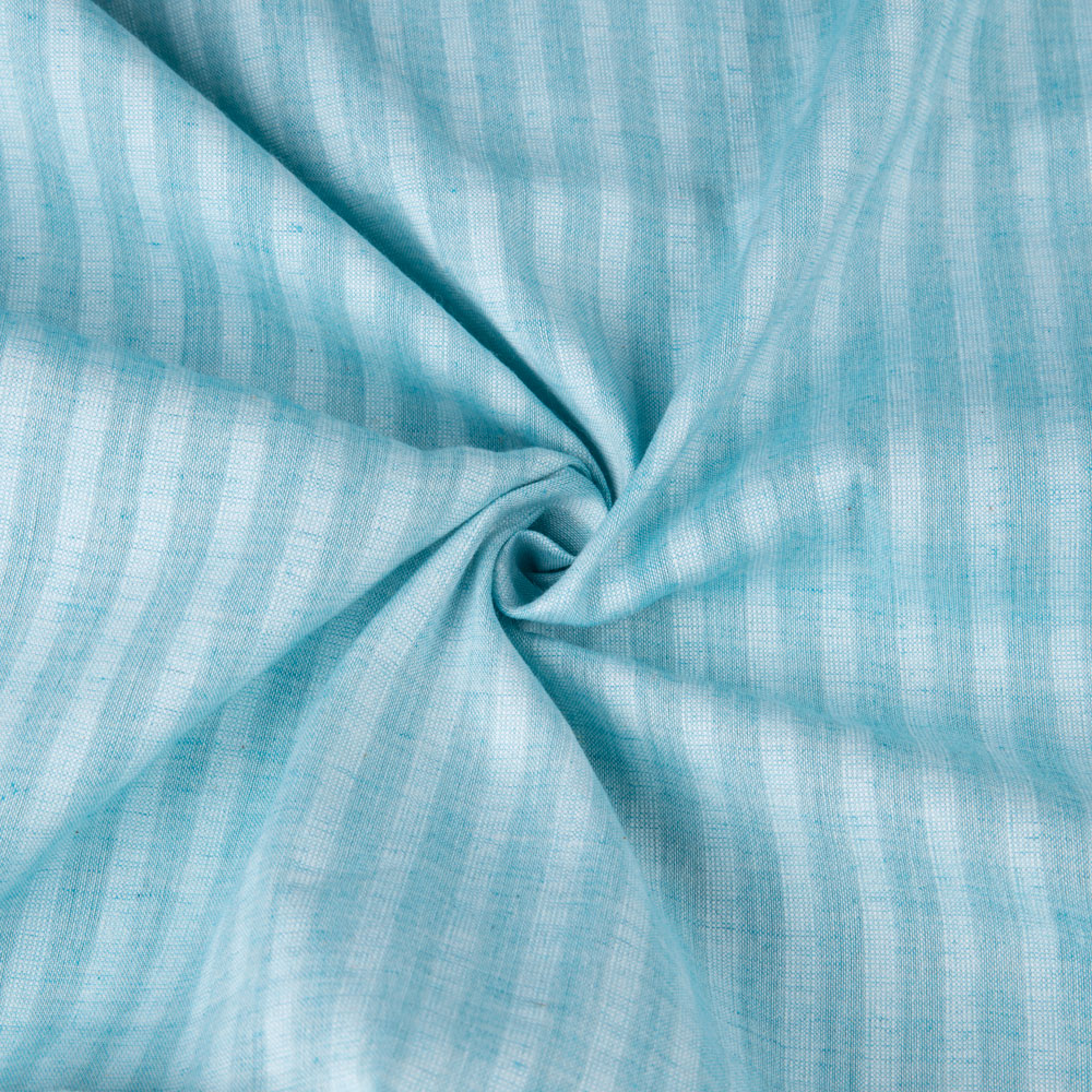 Stripe Sky Blue Pure Cotton 85 GSM Handwoven Fabric