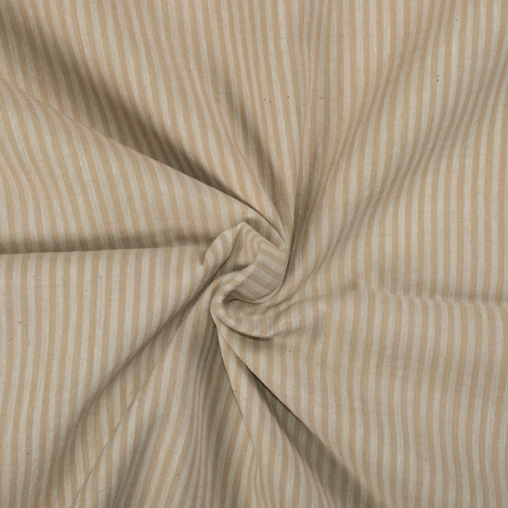 Stripe Yellow White Pure Cotton 70 GSM Handwoven Fabric 