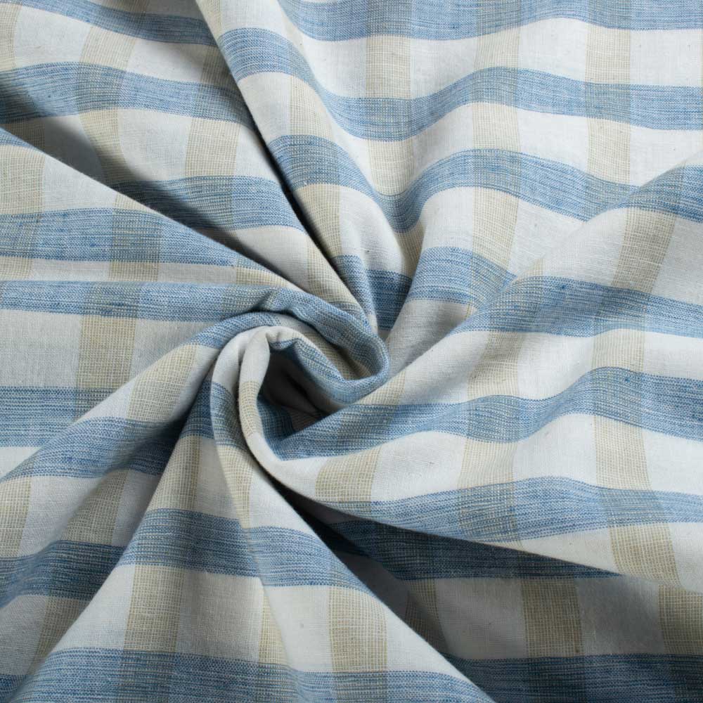 Check White Blue Red Pure Cotton 95 GSM Handwoven Fabric 856