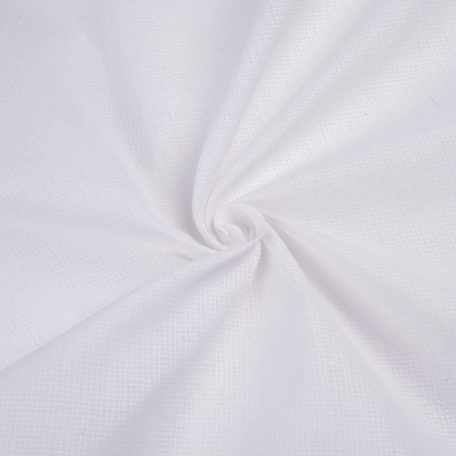 Check Mulmul White Pure Cotton 86 GSM Handwoven Fabric - Bleached, Dyeable & 36 Inch Width
