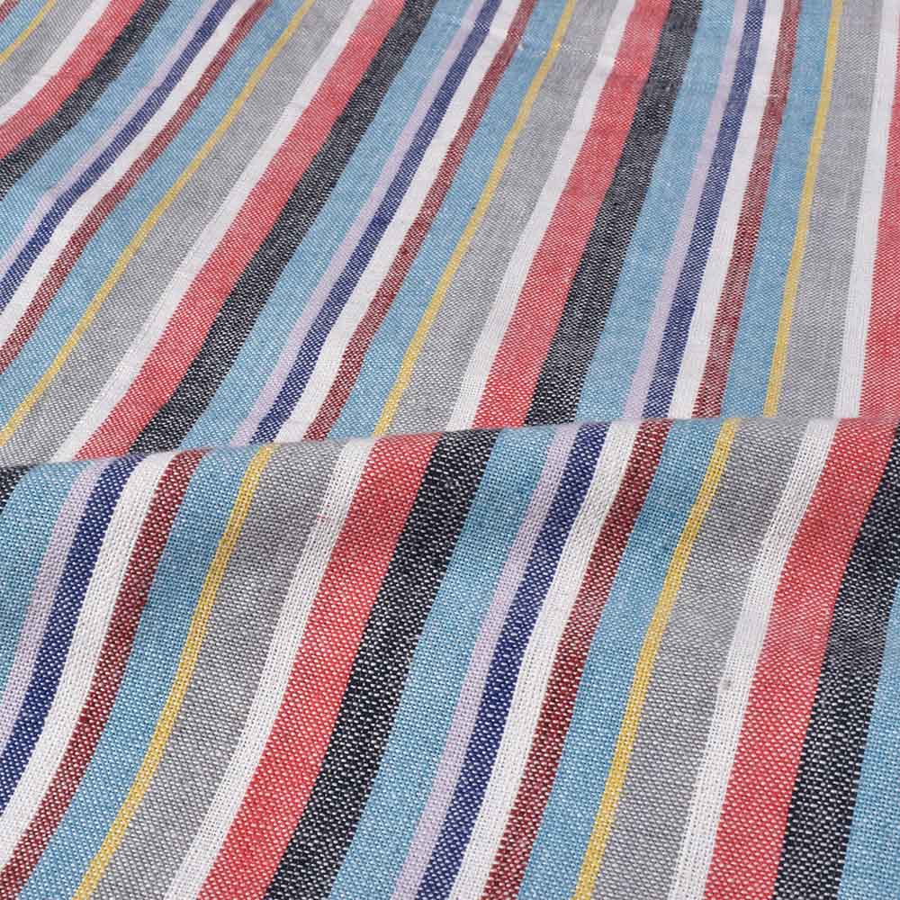 STRIPE MULTICOLOR PURE KHADI 180 GSM HANDWOVEN FABRIC