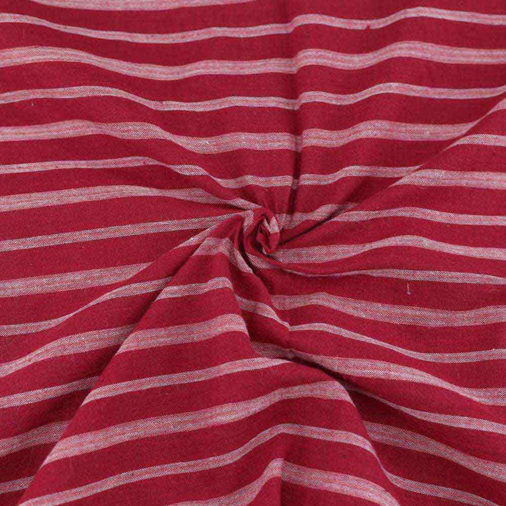 Stripe Red Pure Cotton 105 GSM Handwoven Fabric