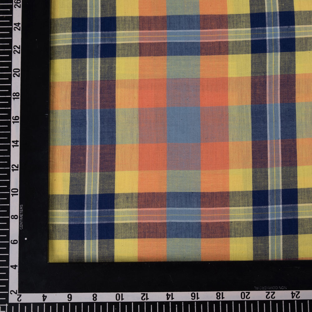 CHECK MULTICOLOUR PURE COTTON 95 GSM HANDWOVEN FABRIC