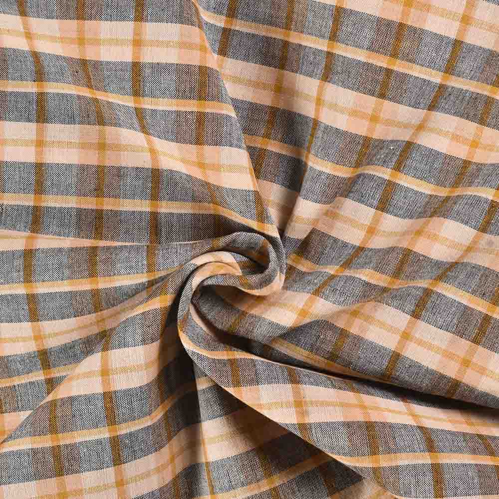 Check Creme Black Pure Cotton 102 GSM Handwoven Fabric
