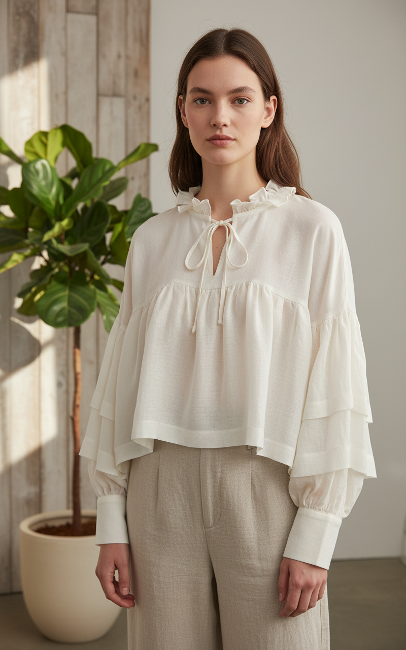 The Ruffle Tie-Neck Top