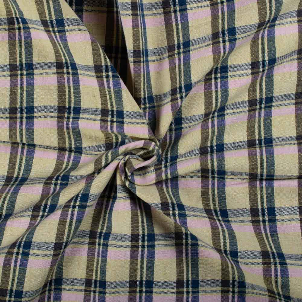 Check Multicolour Cotton Khadi 140 GSM Handwoven Fabric 753