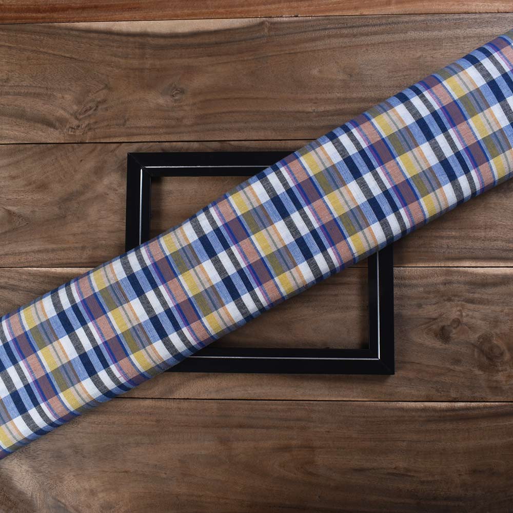 Check Multicolor Pure Cotton 94 GSM Handwoven Fabric 427