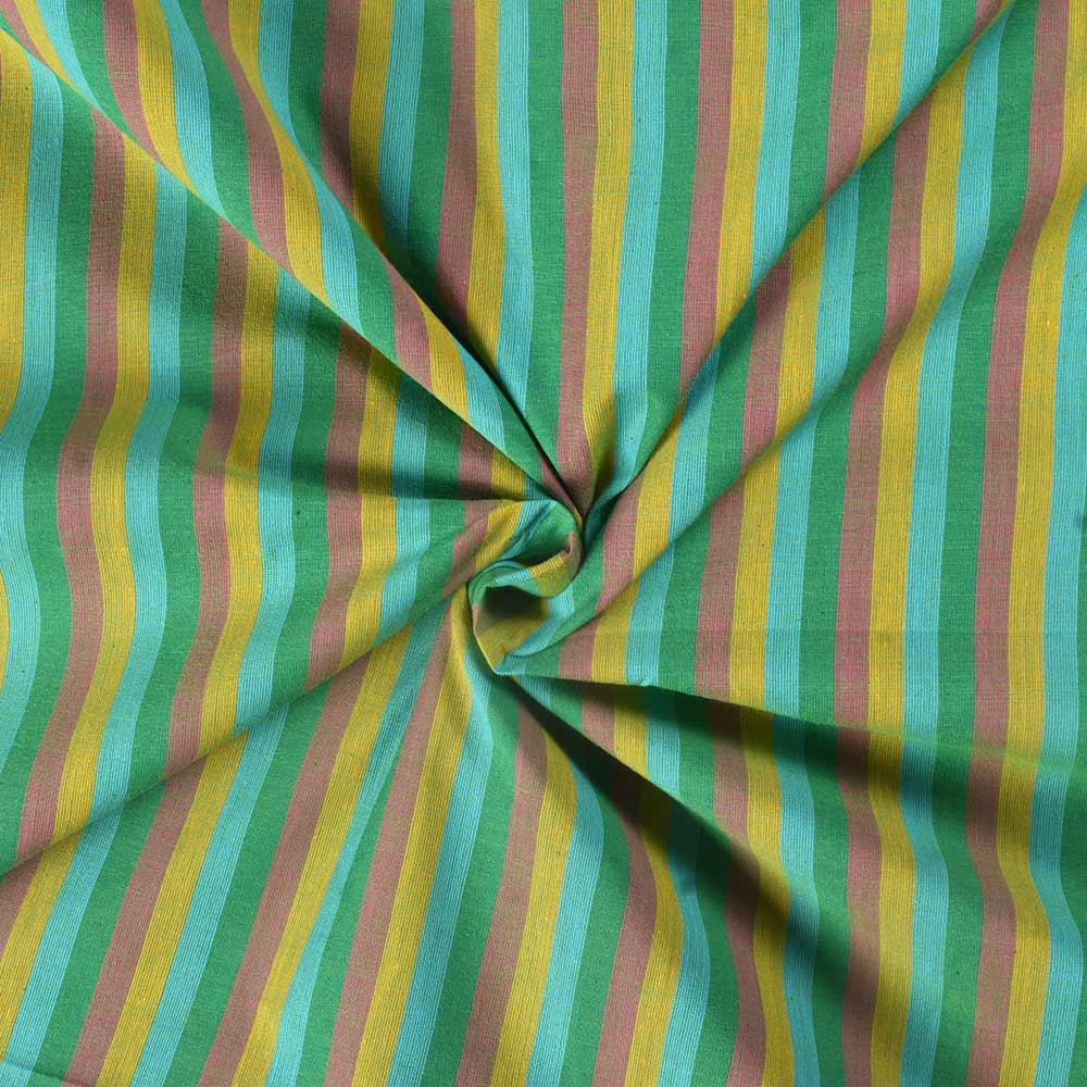Stripe Multi Color Pure Cotton 80 GSM Handwoven Fabric 246