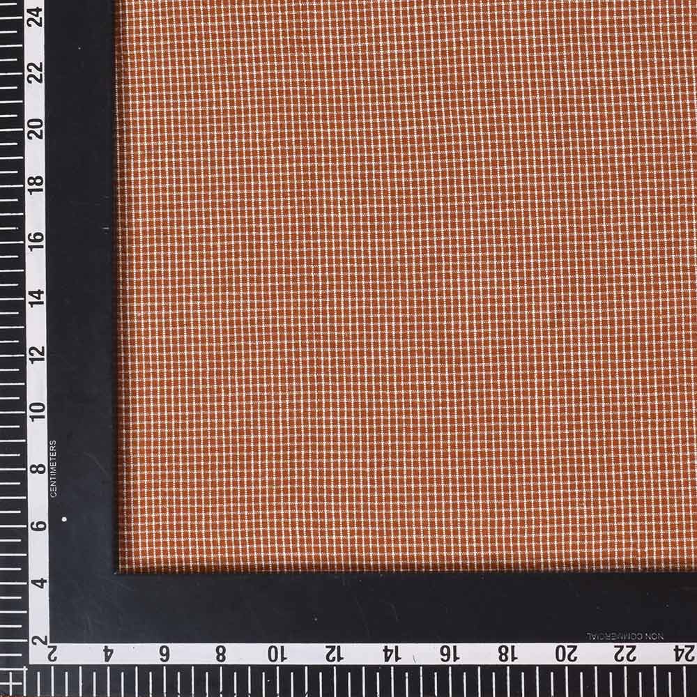 CHECK BROWN PURE COTTON 93 GSM HANDWOVEN FABRIC