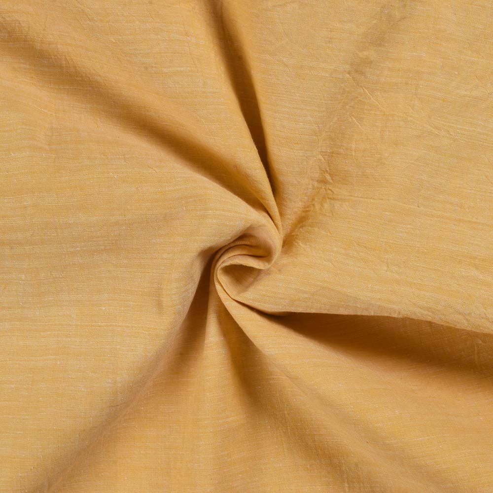 Chambray Yellow Khadi Cotton 70 GSM Handwoven Fabric