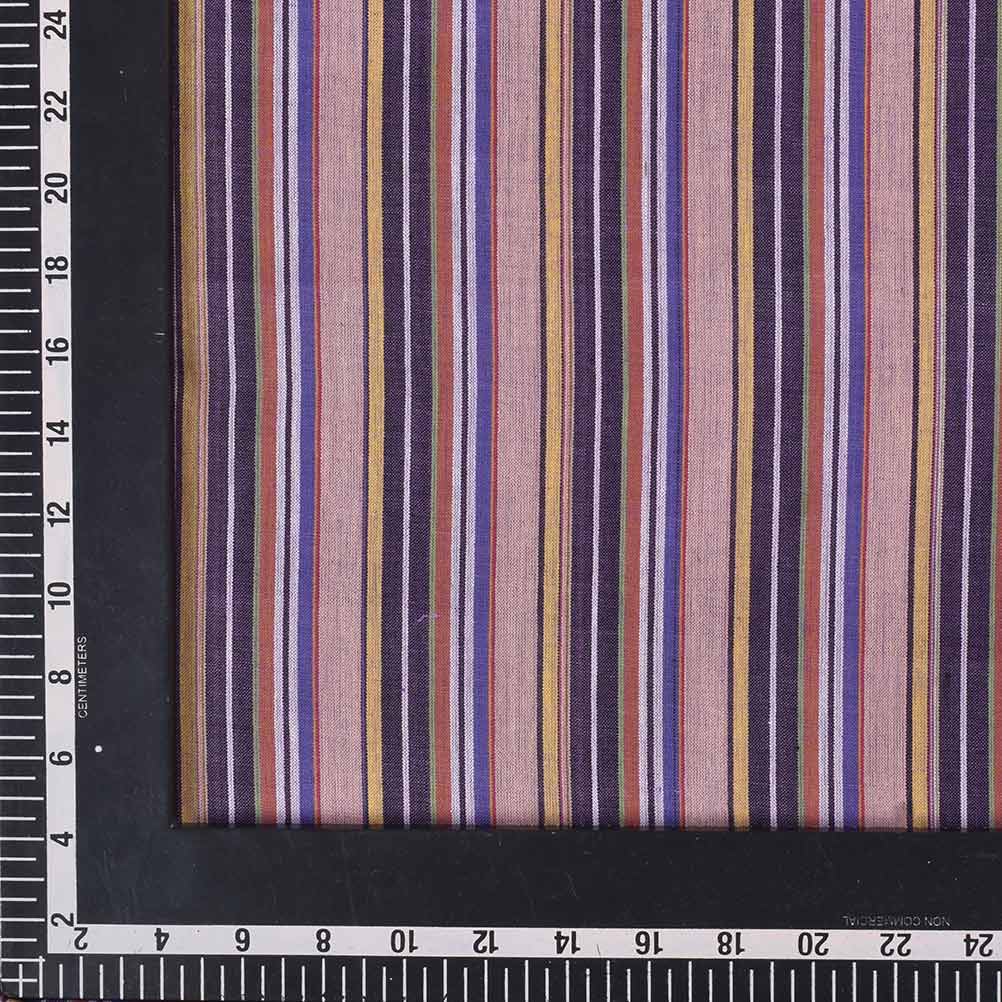 STRIPE PURPLE MULTICOLOUR PURE COTTON 82 GSM HANDWOVEN FABRIC