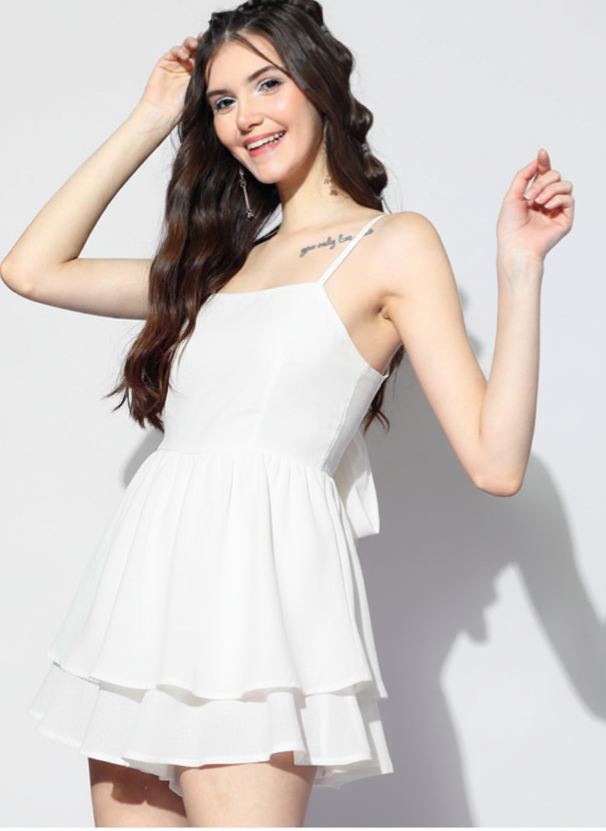 Spaghetti Strap Back Tie Short Dress