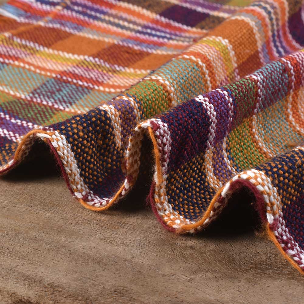 CHECK MULTICOLOR PURE KHADI 260 GSM HANDWOVEN FABRIC 422