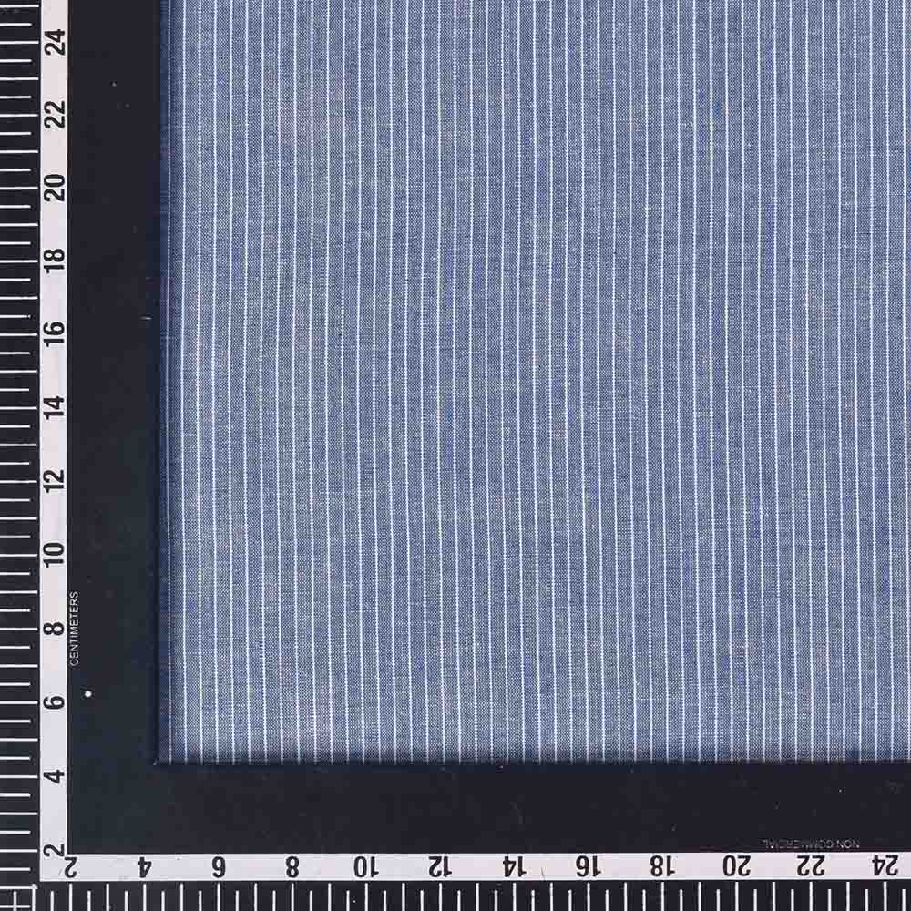 STRIPE BLUE PURE COTTON 94 GSM HANDWOVEN FABRIC 290