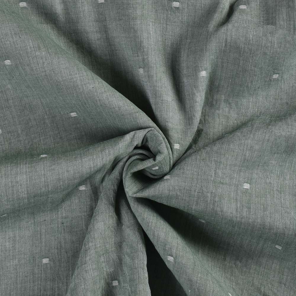 Green Geometric Jamdani Pure Cotton 55 GSM Handwoven Fabric