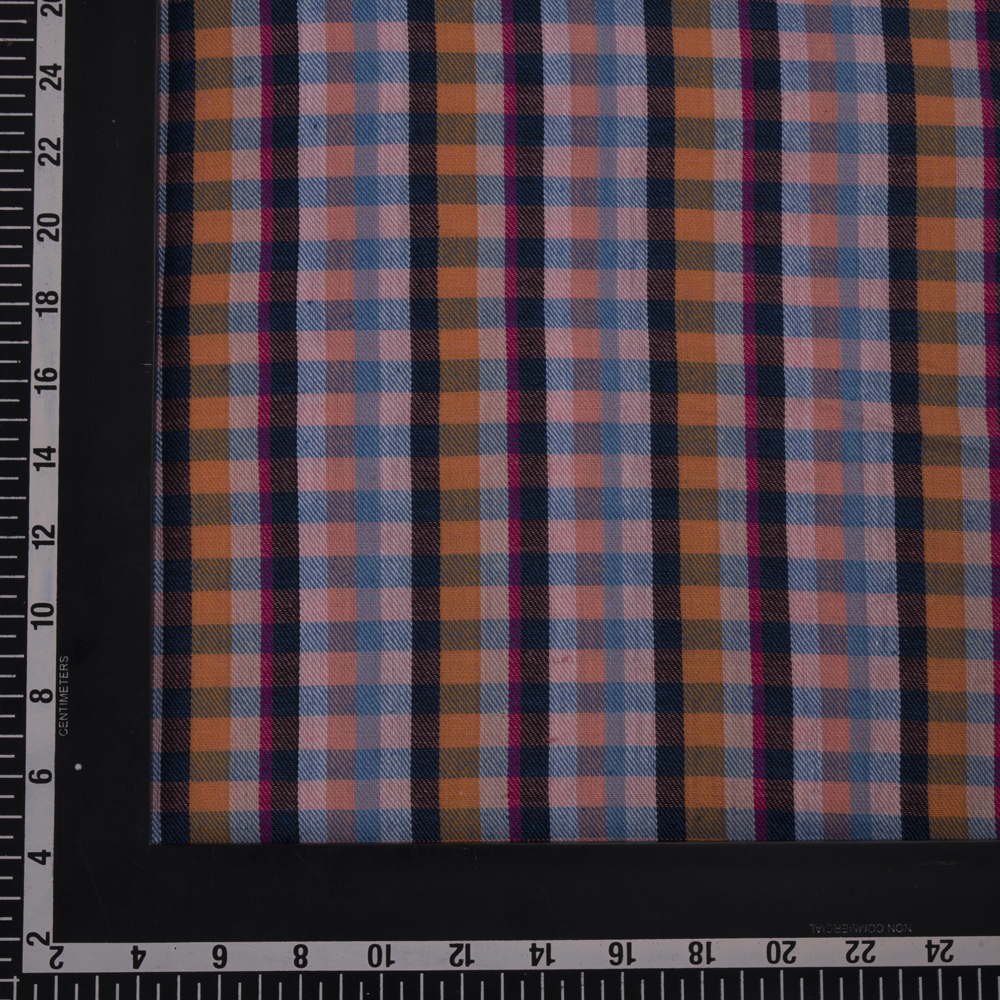 CHECK TWILL MULTI COLOUR PURE COTTON 100 GSM HANDWOVEN FABRIC
