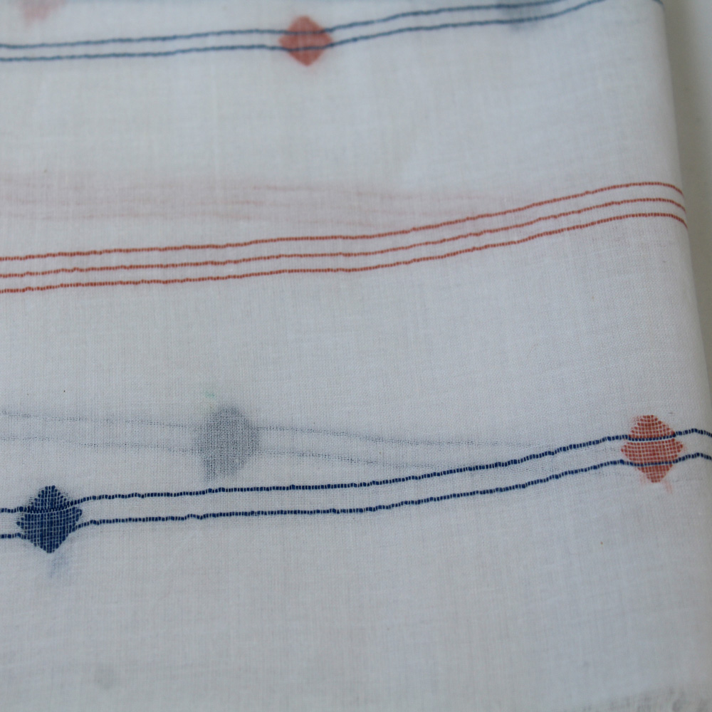 Geometric Stripe Cream Jamdani Pure Cotton 55 GSM Fabric