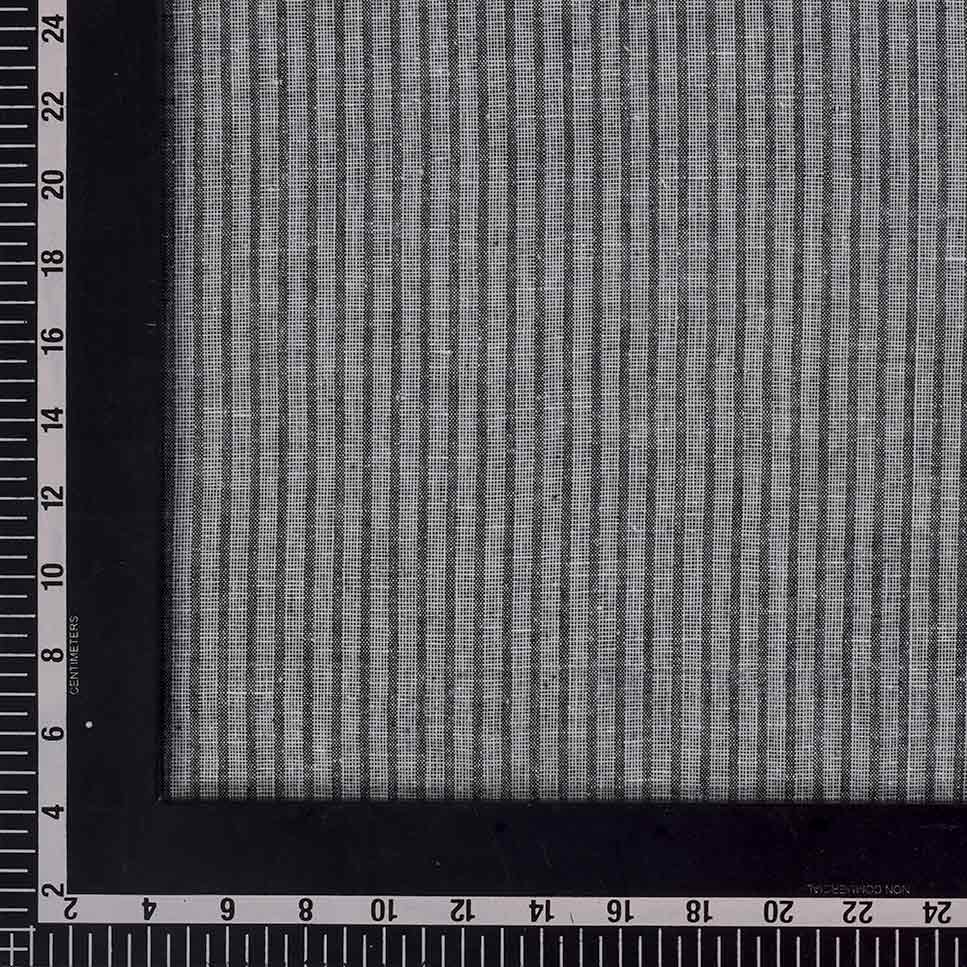 STRIPE GREY KHADI COTTON 110 GSM HANDWOVEN FABRIC