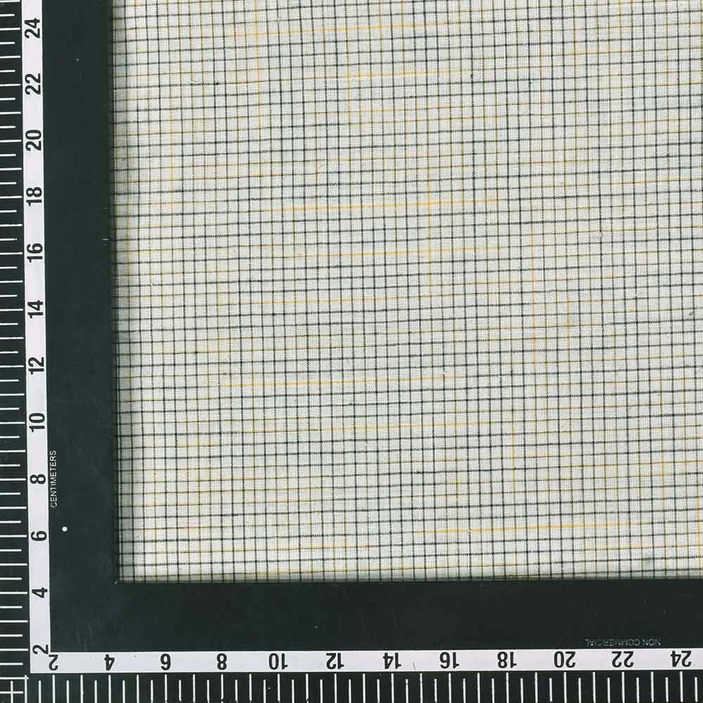 CHECK WHITE & BLACK KHADI COTTON 77 GSM HANDWOVEN FABRIC