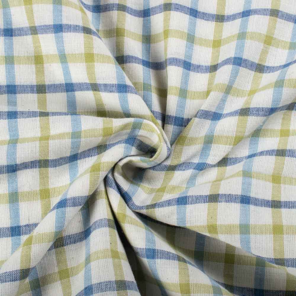 Check Multicolor 100 GSM Khadi Handwoven Fabric 947