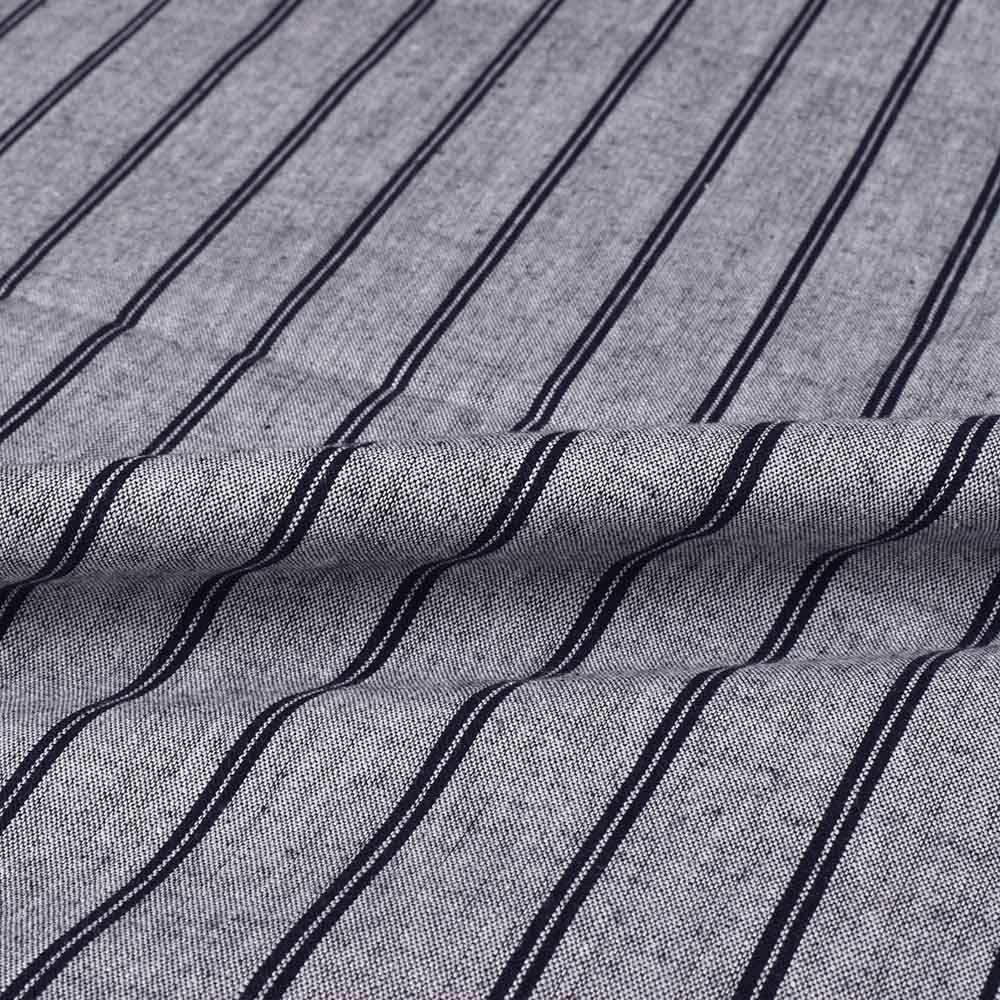 STRIPE BLACK GREY PURE COTTON 120 GSM HANDWOVEN FABRIC