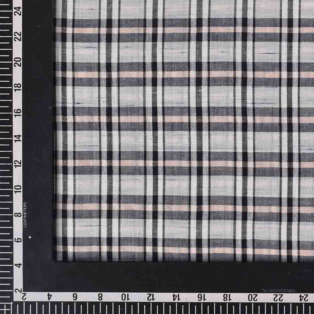 FUTKI CHECK MULTICOLOR KHADI COTTON AND LINEN 95 GSM HANDWOVEN FABRIC