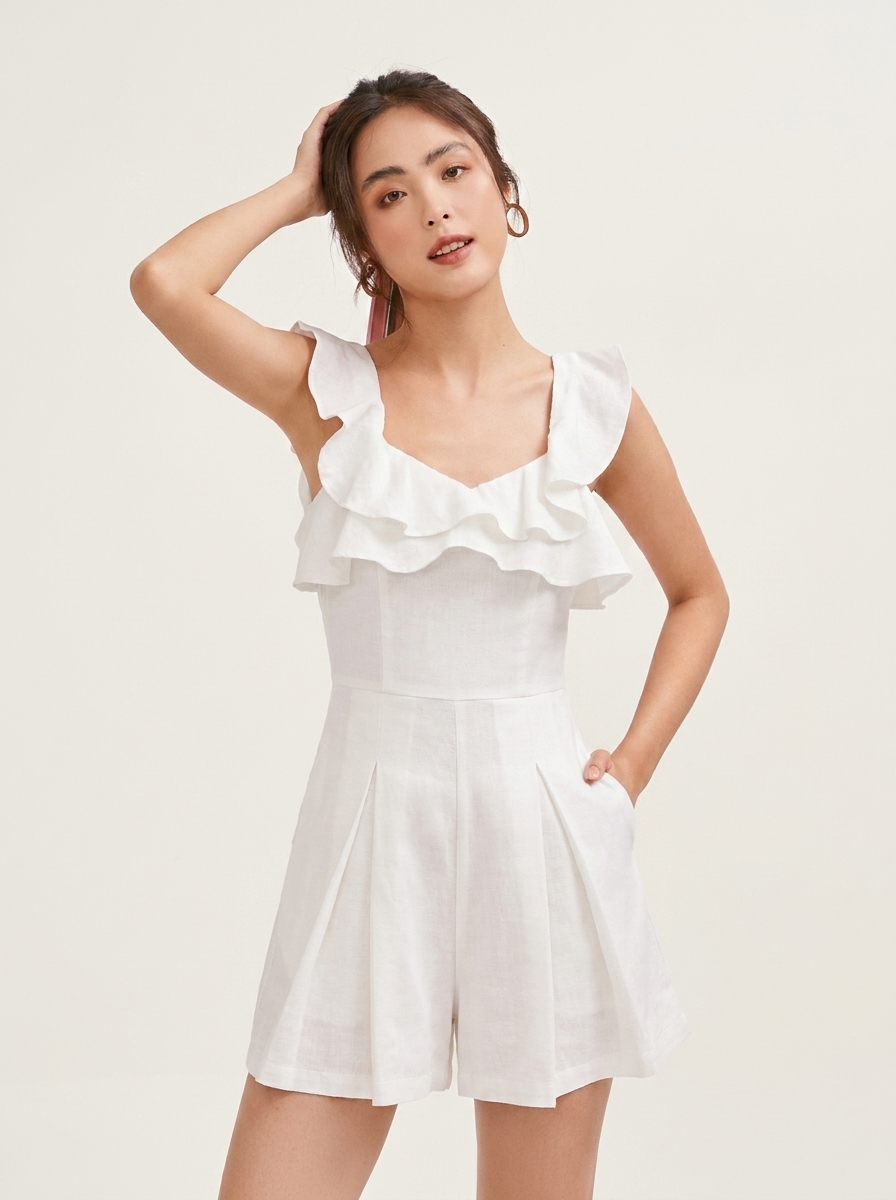 Pleated Bottom & Ruffled Top Romper