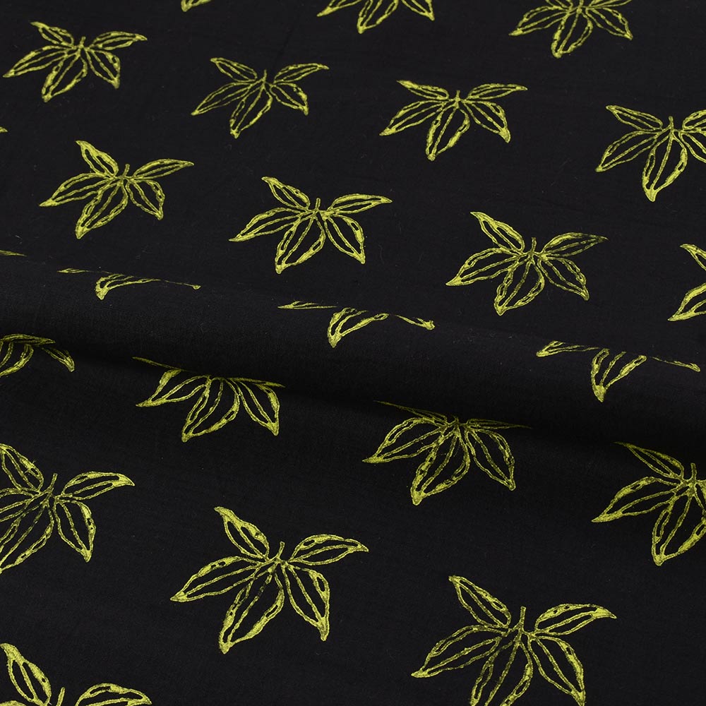 ABSTRACT BLACK BLOCK PRINTED PURE COTTON 65 GSM HANDWOVEN FABRIC 37