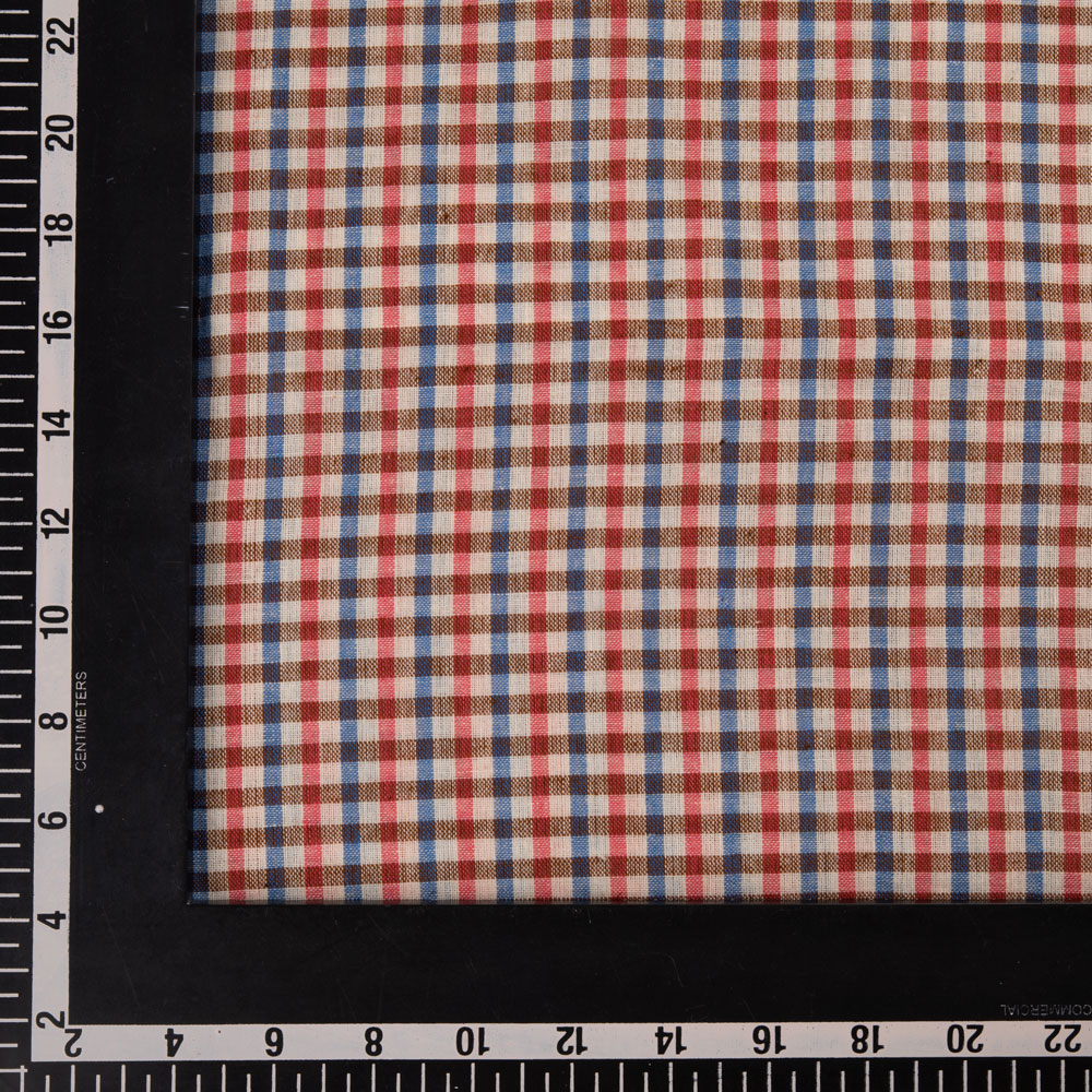 CHECK MULTICOLOUR PURE COTTON 90 GSM HANDWOVEN FABRIC 304