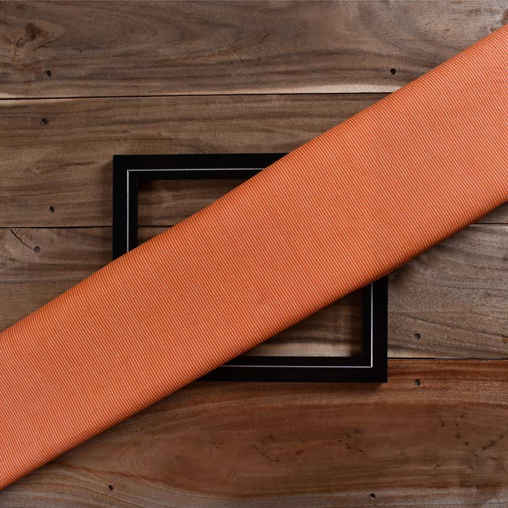 Stripe Orange Pure Cotton 98 GSM Handwoven Fabric