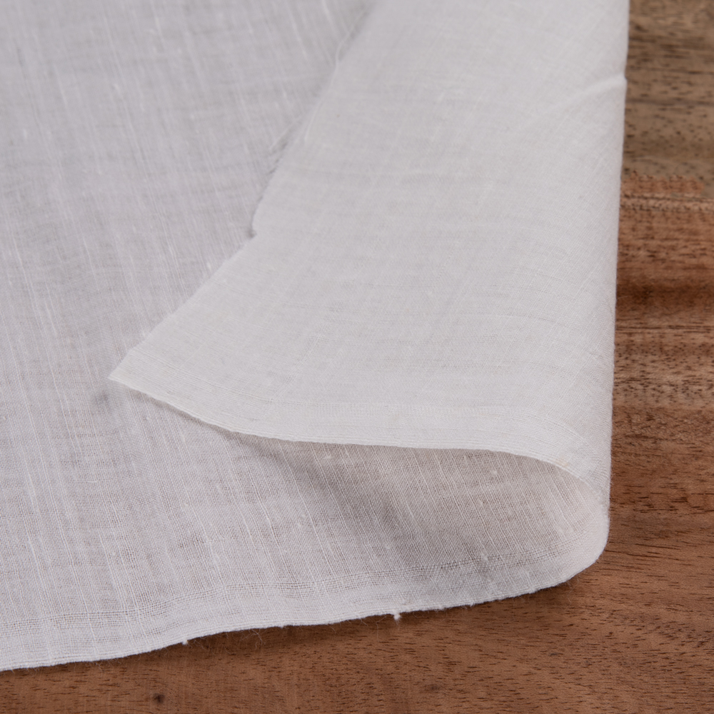 White Khadi 60 GSM Cotton  Fabric Poplin - Bleached White & Dyeable