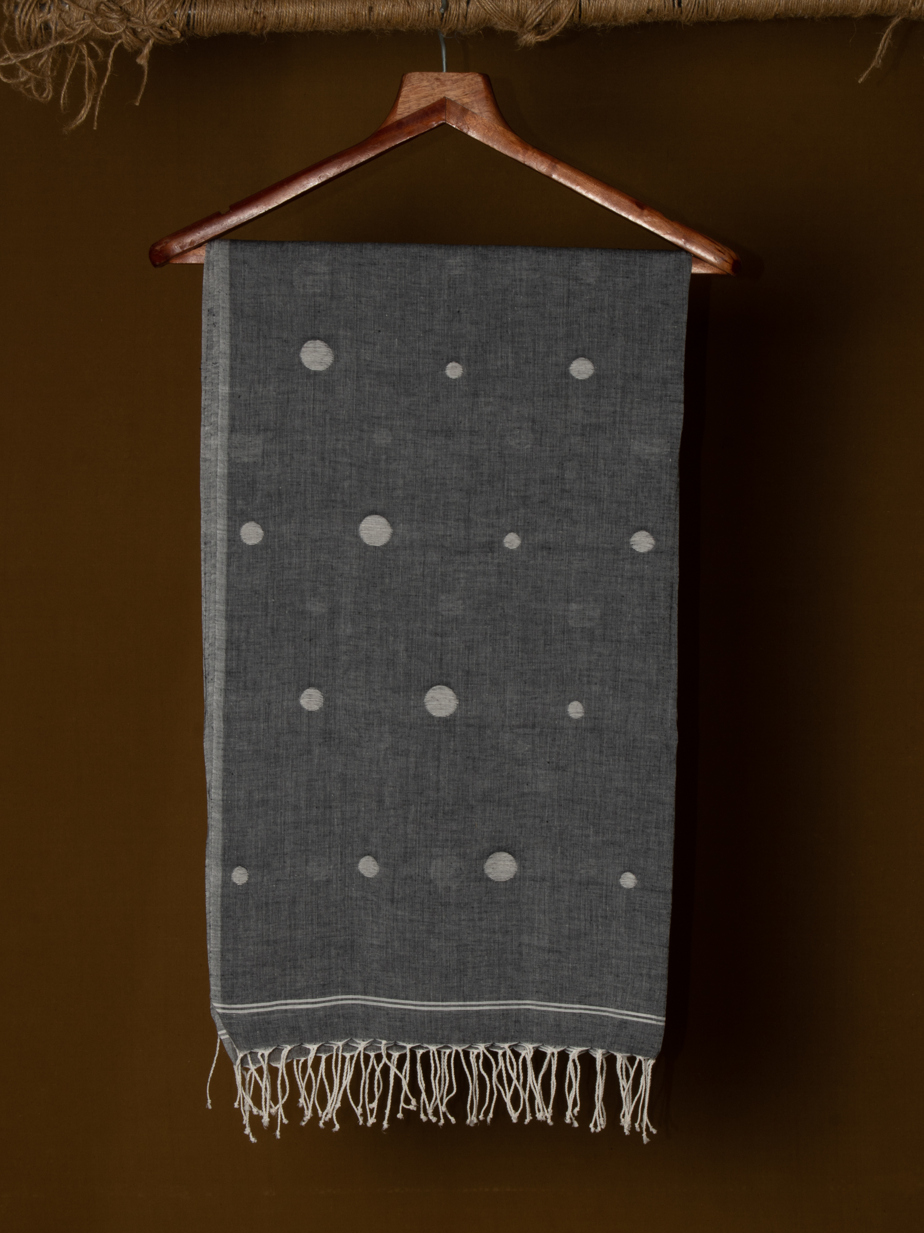Grey Jamdani Handwoven Pure Cotton Scarf 13