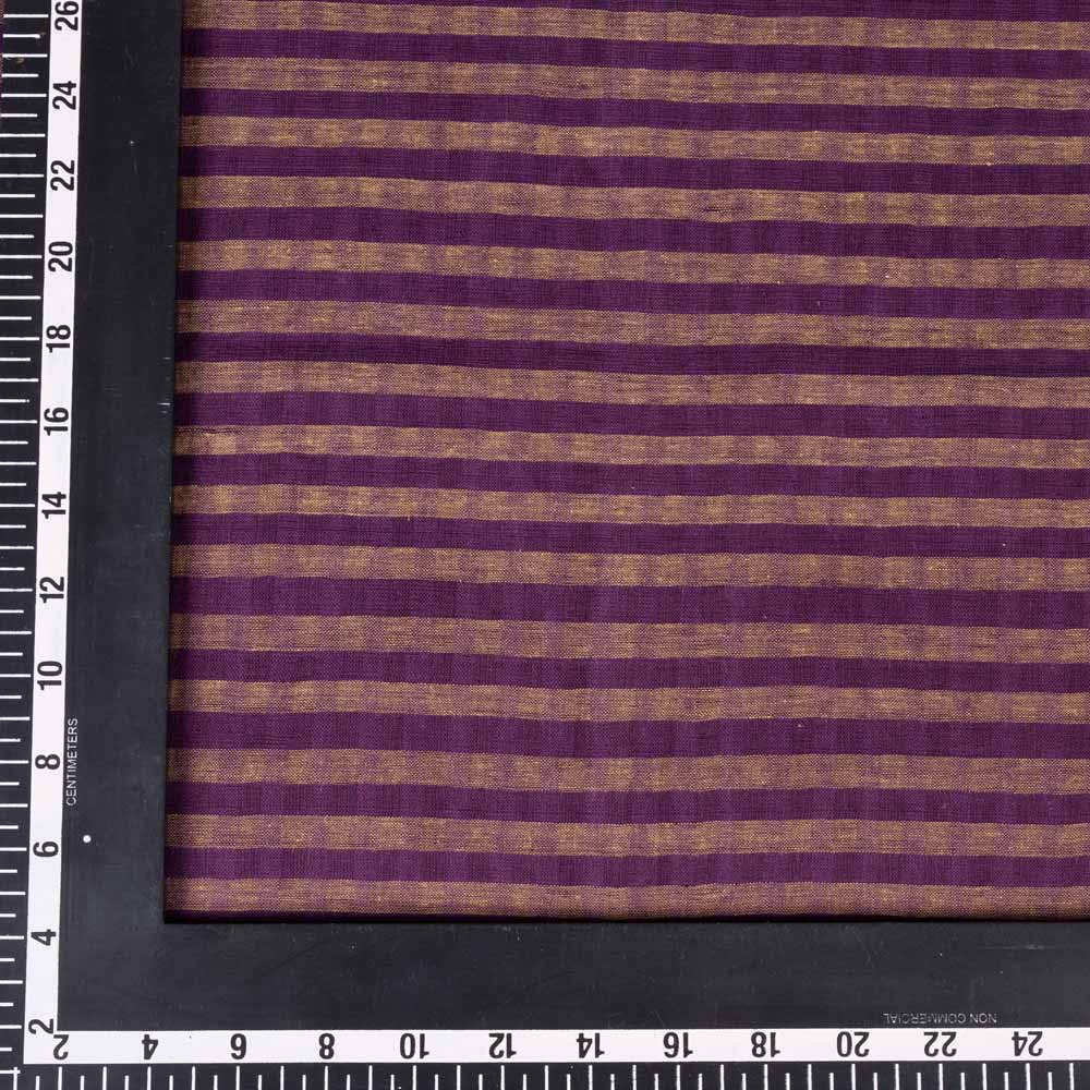 STRIPE PURPLE & BROWN PURE COTTON 84 GSM HANDWOVEN FABRIC
