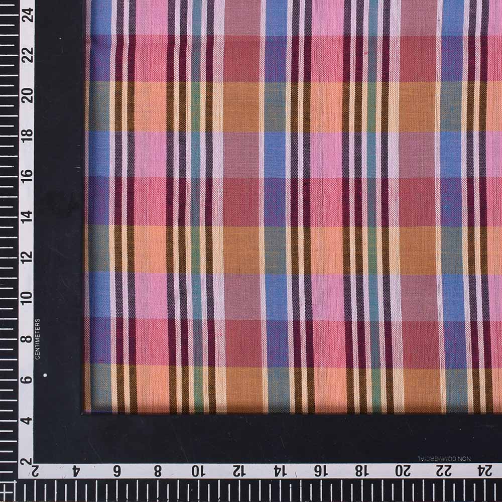 CHECK MULTICOLOR PURE COTTON 100 GSM HANDWOVEN FABRIC 559