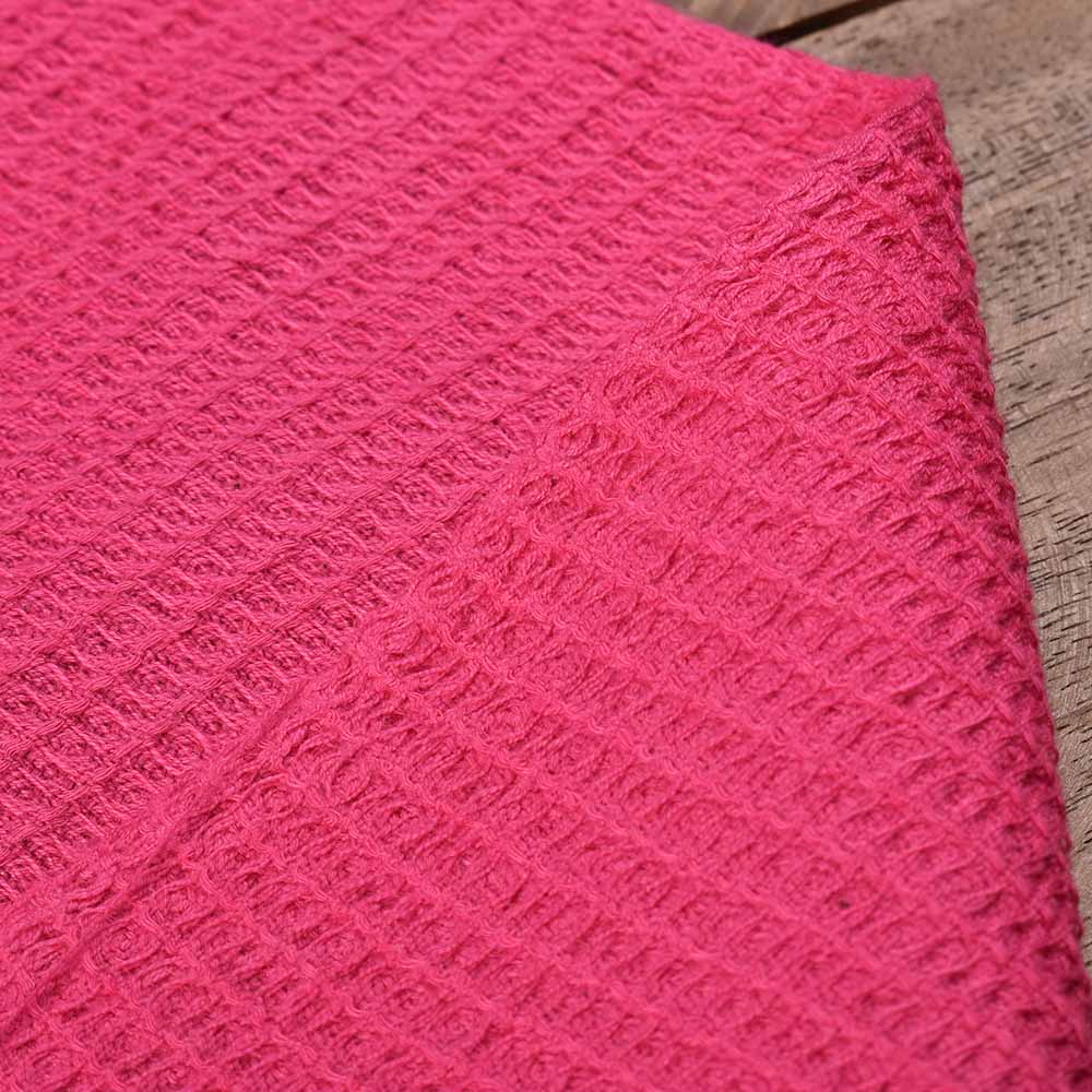 PINK HONEYCOMB WEAVE PURE COTTON 122 GSM HANDWOVEN FABRIC 54