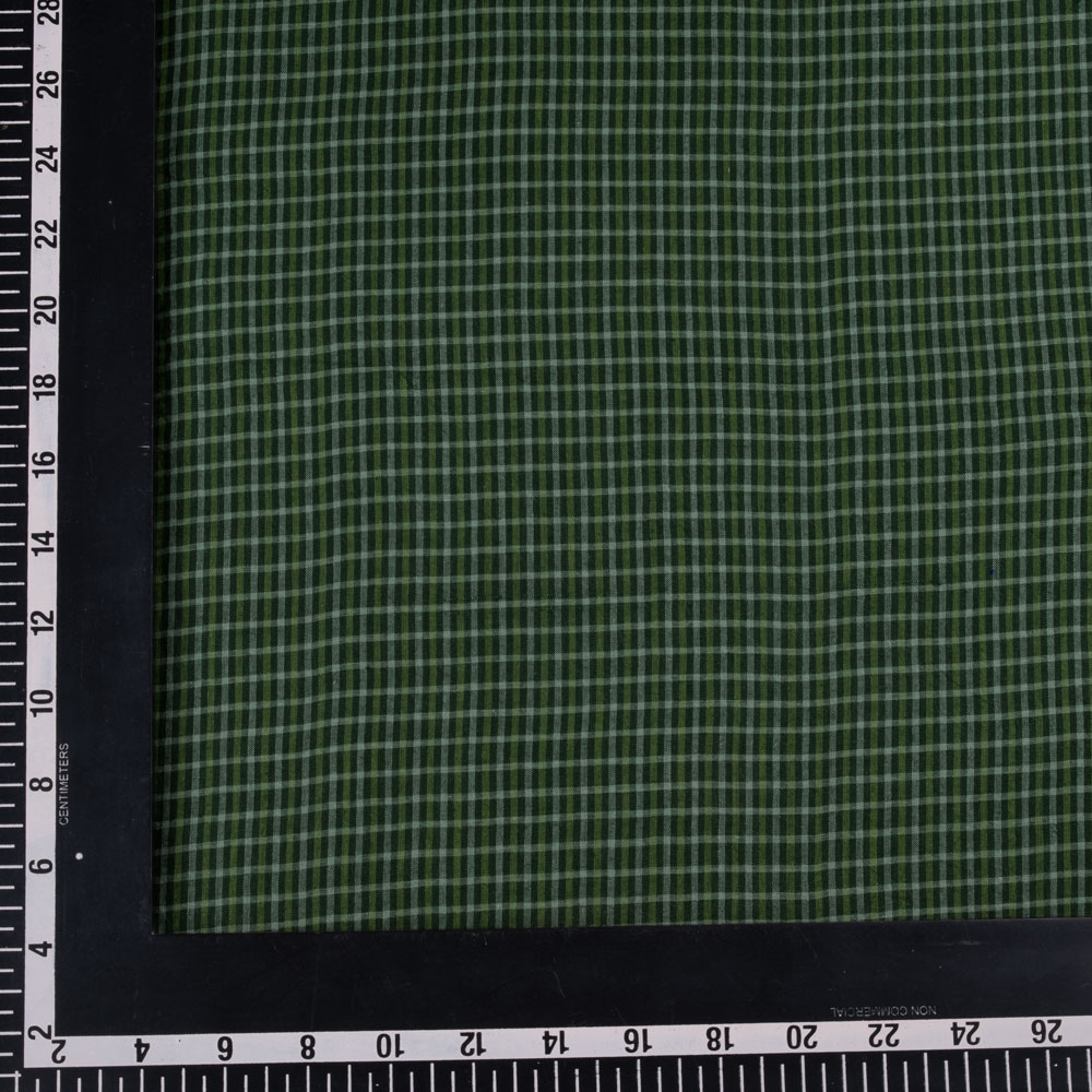 CHECK GREEN PURE COTTON 60 GSM HANDWOVEN FABRIC