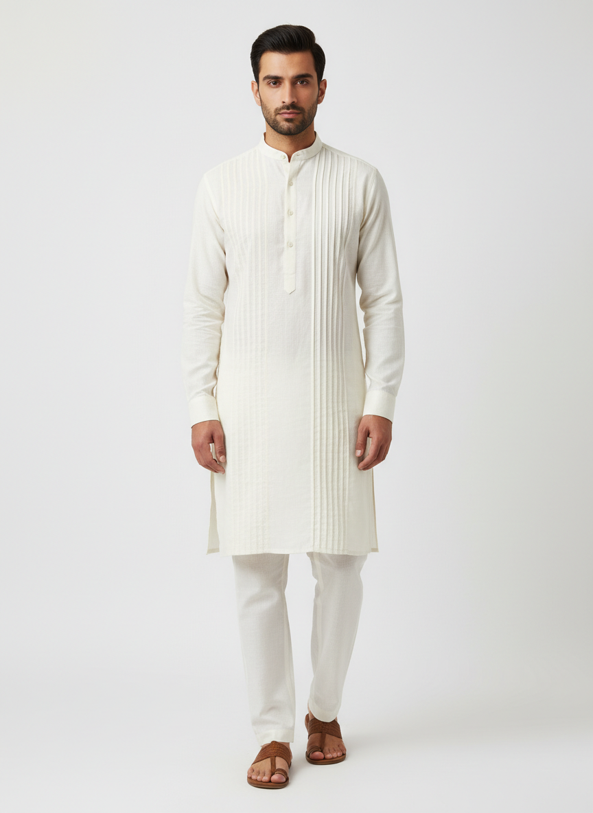 Men's Kurta With Straight Tucks