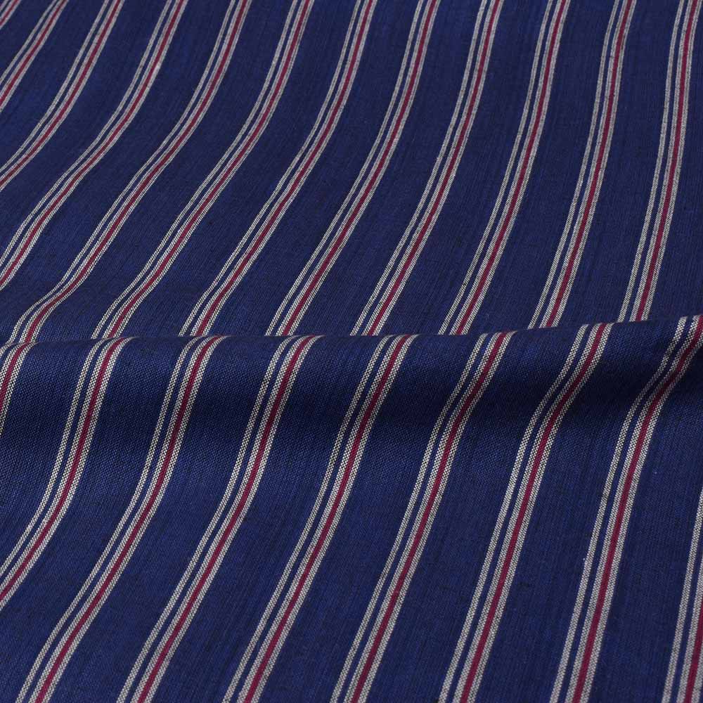 STRIPE DARK BLUE PURE COTTON 87 GSM HANDWOVEN FABRIC