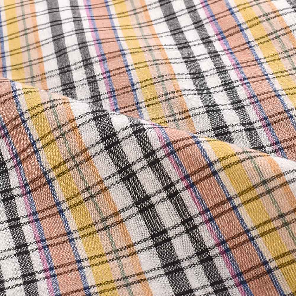 CHECK MULTICOLOUR PURE COTTON 95 GSM HANDWOVEN FABRIC 458