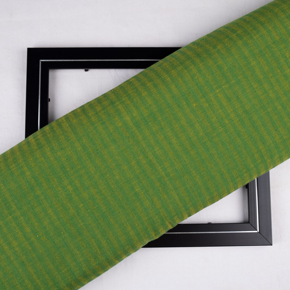 Stripe Green Pure Cotton 92 GSM Handwoven Fabric P12