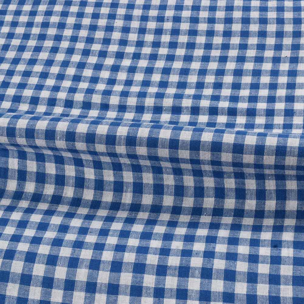 CHECK WHITE & BLUE PURE COTTON 105 GSM HANDWOVEN FABRIC